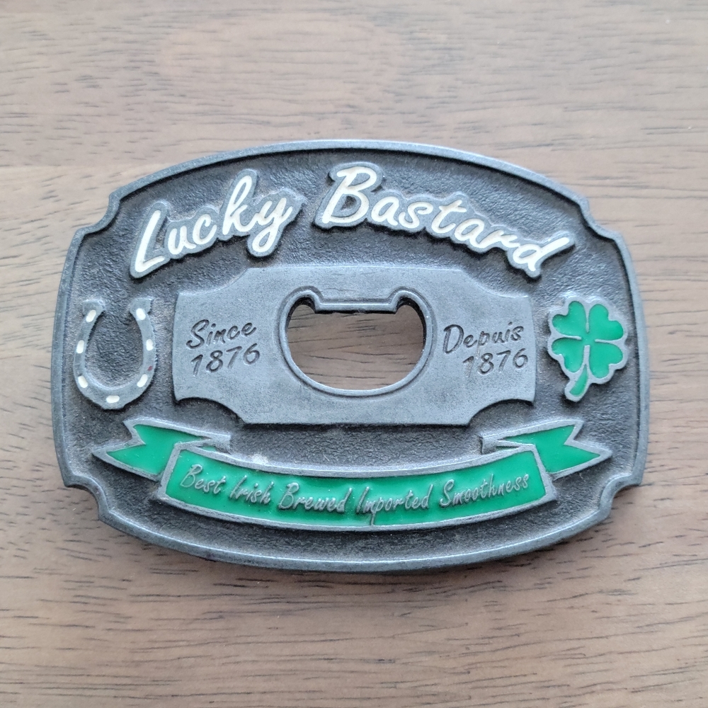 Lucky Bastard belt buckle bottle opener Urban Outfitters